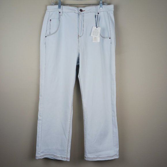 A LOVES A| NWT Sky Blue High Rise Straight Cropped Denim Size 32 - Picture 1 of 10